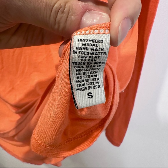 LA Made Long Sleeve Modal Drop Shoulder Top / Coral / S - Picture 10 of 10